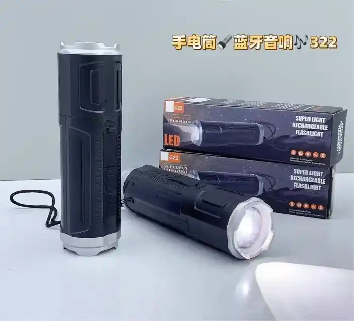 SY-322 Telescopic Zoomable Lamp Wireless BlueTooth Speaker, Outdoor Flashlight, Subwoofer, Portable TWS Card Speaker